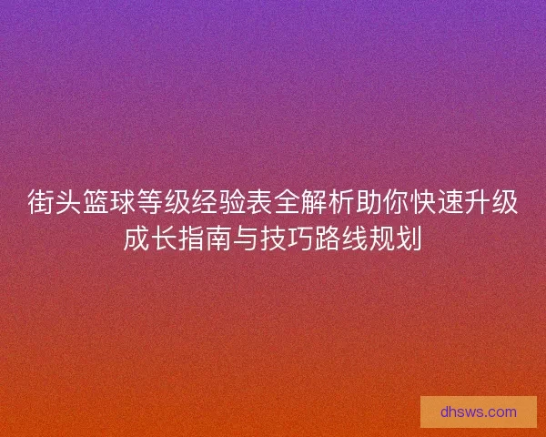 街头篮球等级经验表全解析助你快速升级成长指南与技巧路线规划
