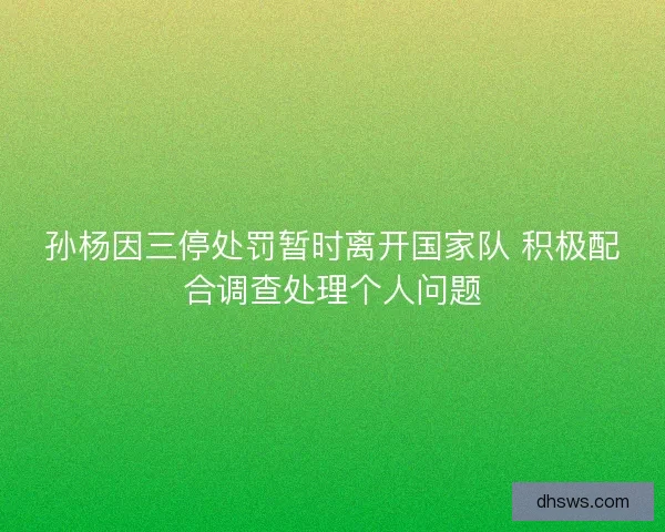 孙杨因三停处罚暂时离开国家队 积极配合调查处理个人问题 孙杨因三停处罚暂时离开国家队 积极配合调查处理个人问题